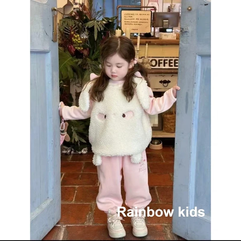 【Rainbow】2024冬款韩版清新兔子三件套-68101