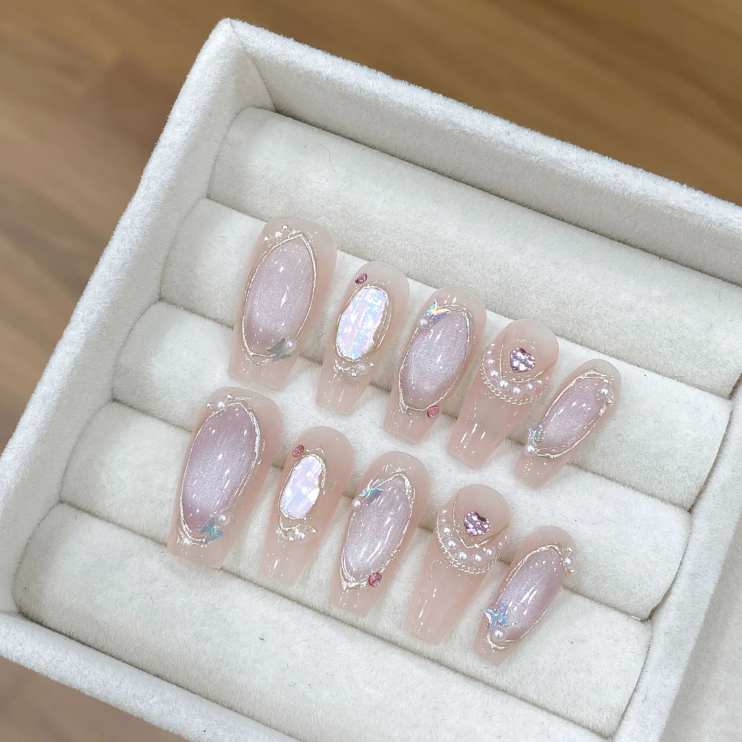 【索马里海】纯手工穿戴甲高级显白春夏晶石猫眼贝壳气质百搭轻奢款