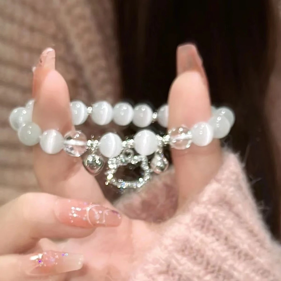 合金玻璃手链 HelloKitty仿水晶手串珠女士仿猫眼石甜美小众可爱