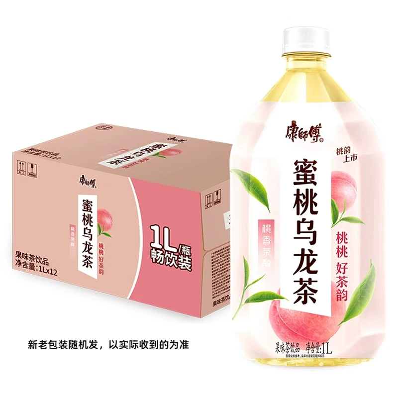 康师傅蜜桃乌龙茶饮料桃香茶醇1L*12瓶整箱果味茶饮品新包装1升装