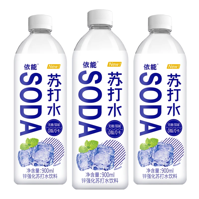 依能无糖弱碱苏打水900ml*12大瓶整箱批团购0脂0卡原味加锌味饮料