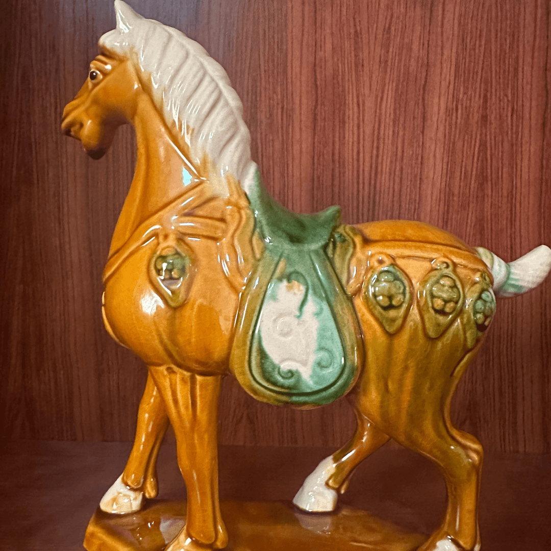 唐三彩陶瓷马六骏马摆件