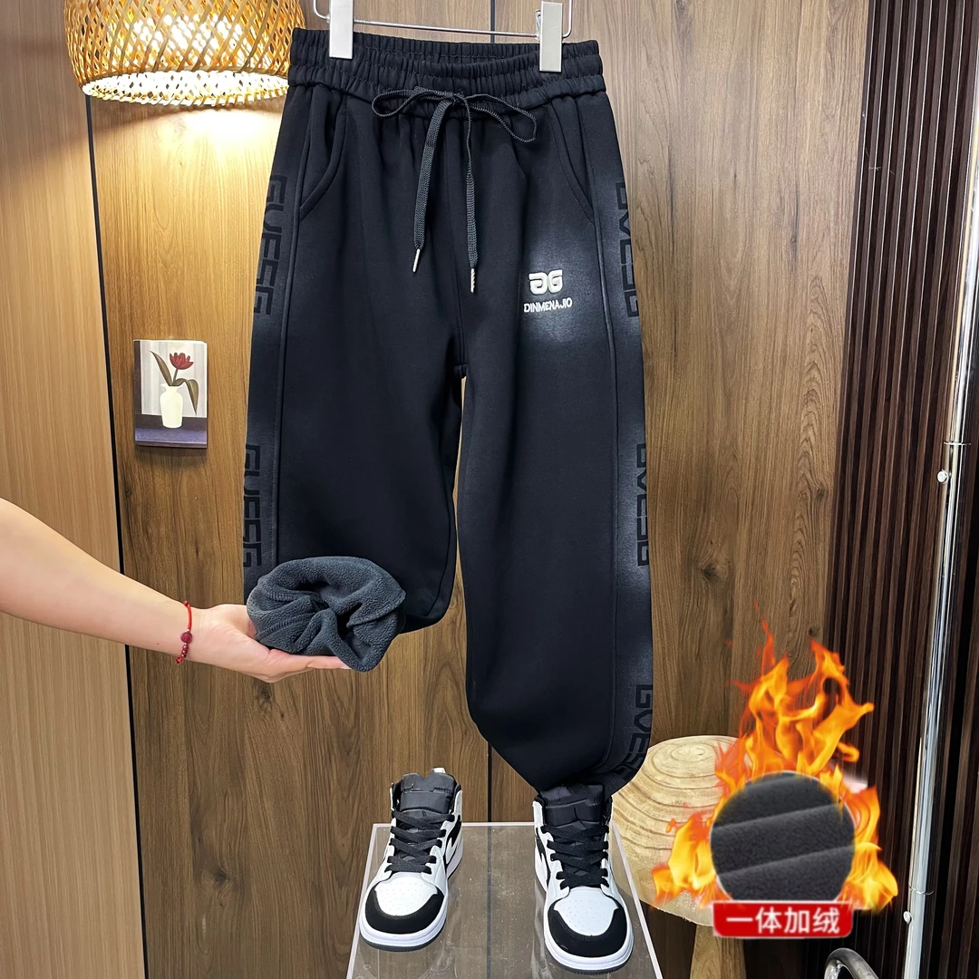 【加绒】男童卫裤针织做旧秋冬款中大童宽松运动裤4038