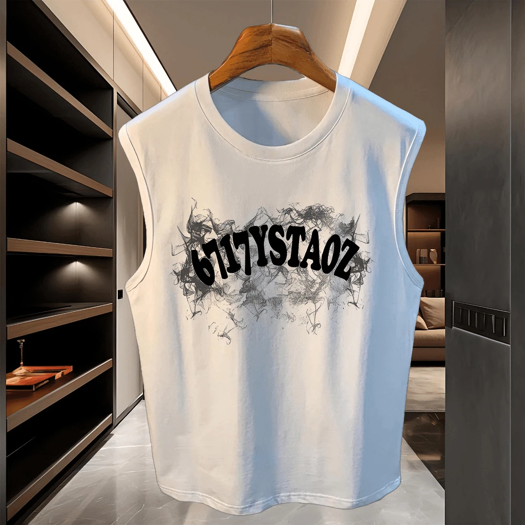 古着vintage重磅纯棉美式无袖T恤男女背心夏季宽松坎肩上衣中国风