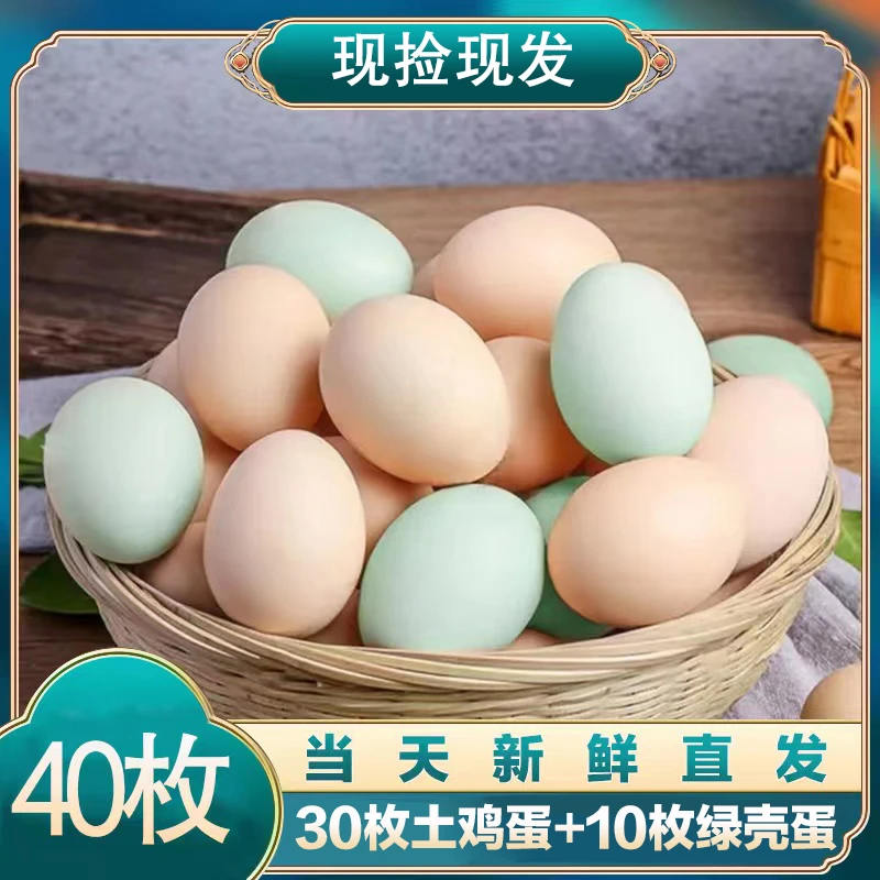 【云儿家】农家新鲜30枚土鸡蛋+10枚绿壳蛋 组合装40枚/1600g