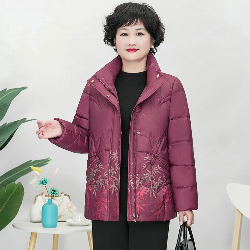俞兆林新款中老年短款保暖羽绒服休闲奶奶女冬装棉袄外套D5226B