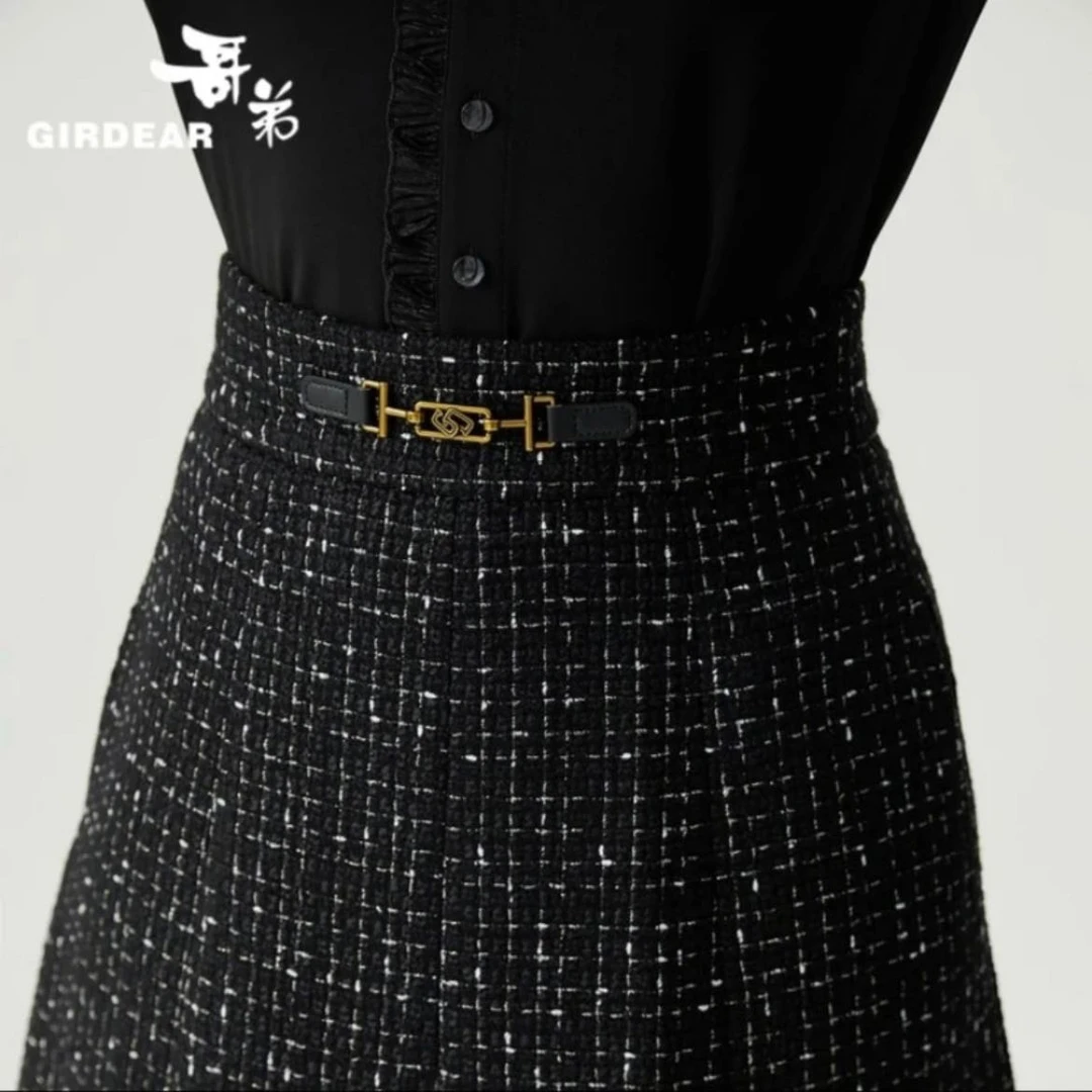 GIRDEAR/哥弟气质百搭显瘦小香半身裙1200340-4A26411-001