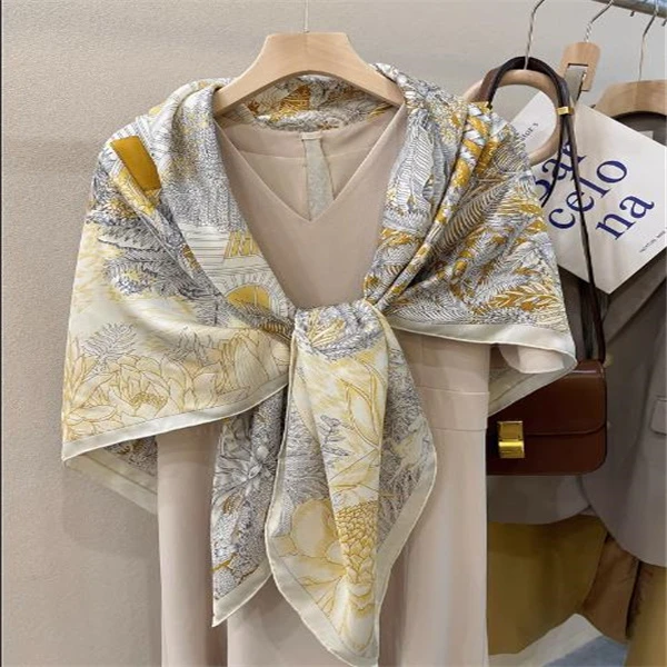 Qiantang Story/钱塘故事140大方巾-雨林16姆米 斜纹方巾 140*140