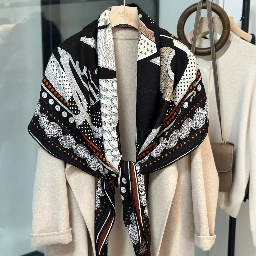 Qiantang Story/钱塘故事140丝绒-双面佐阿夫与龙骑士围巾135*135