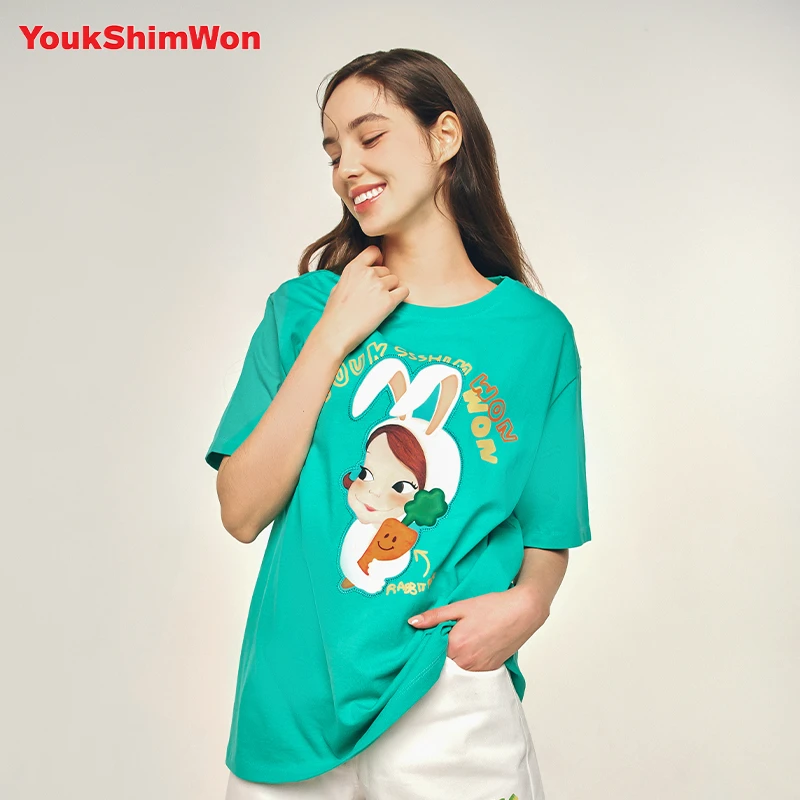 YOUK SHIMWON/陆心媛兔年限定设计师宽松t恤卡通动物短袖女装