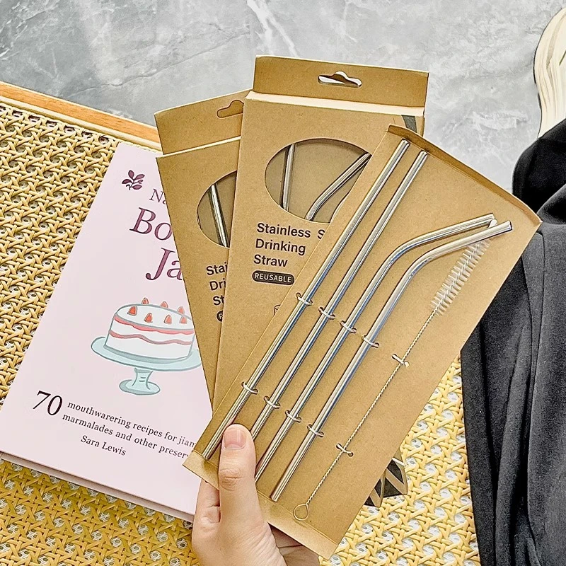 网红简约不锈钢加长吸管家用便携环保食品级吸管学生耐热喝水饮管