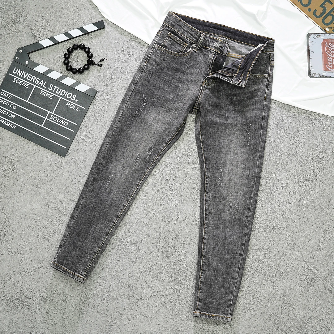 牛仔裤男款潮牌2025春秋季新款九分裤修身小脚复古百搭牛仔裤长裤