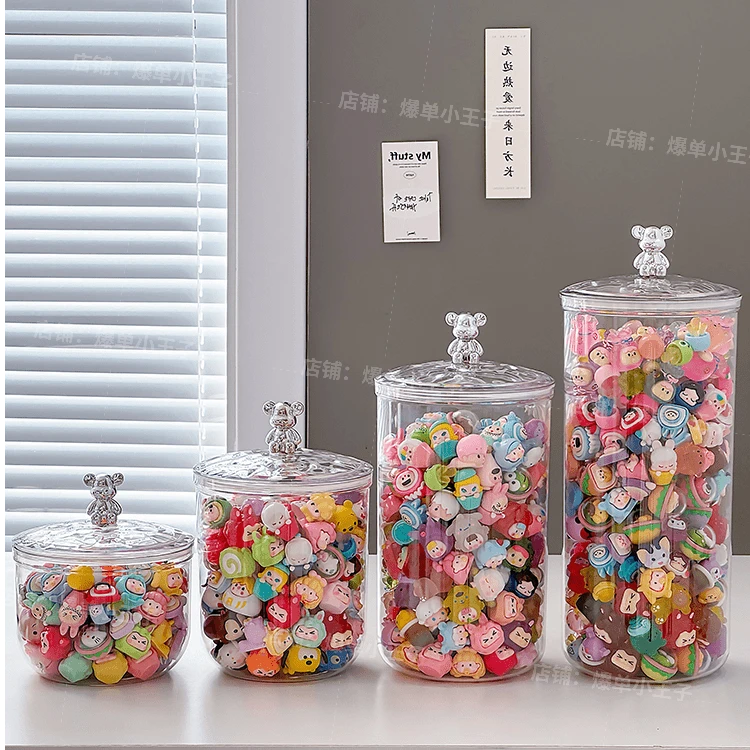 小摆件松松小公仔亚克力展示架萌粒收纳罐迷你泡泡玛特手办收纳盒