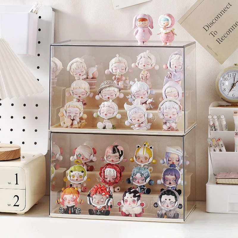 盲盒收纳手办收纳盒泡泡玛特展示盒透明乐高公仔展示架娃娃手办盒