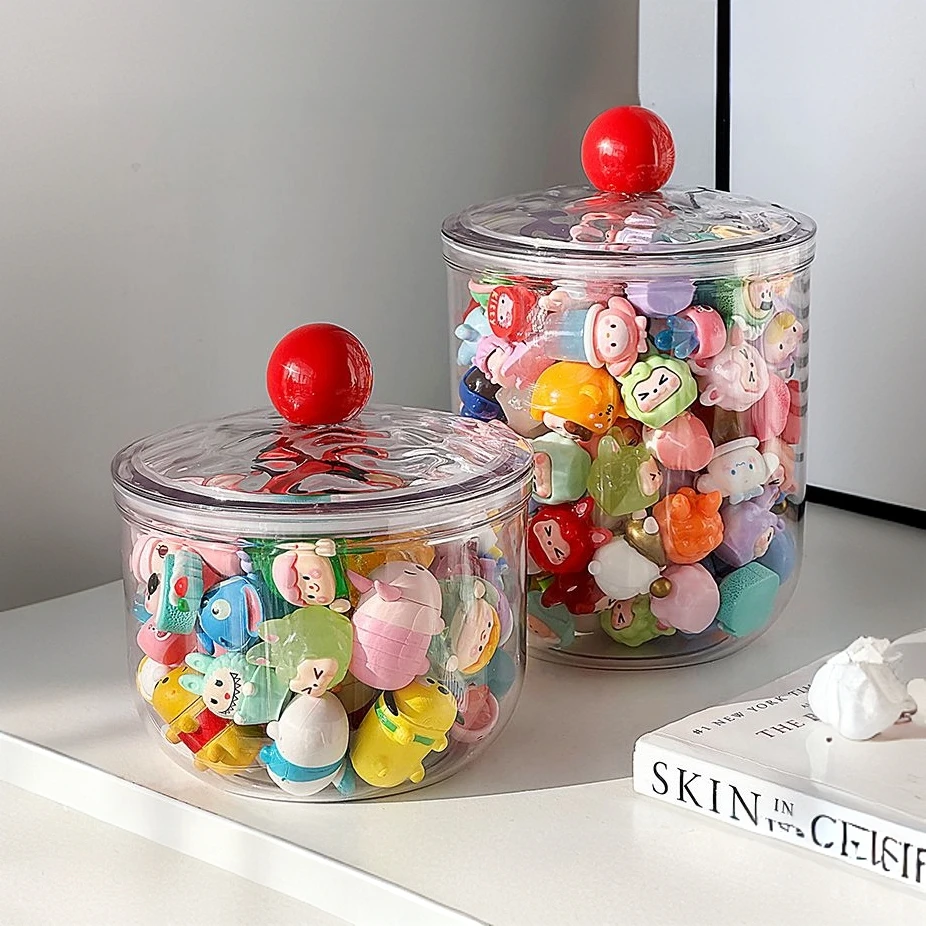 萌粒收纳罐密封防尘带盖泡泡玛特手办收纳盒可爱贪吃崽崽云朵罐子