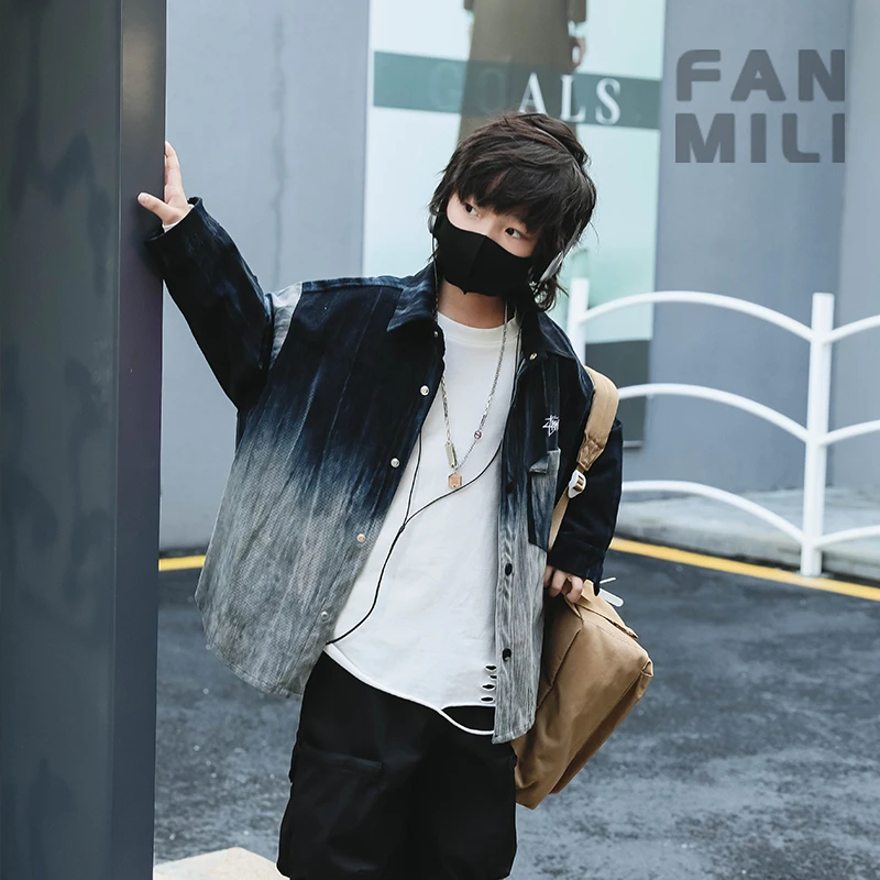 新款范米粒男童衬衫休闲宽松潮流百搭长袖