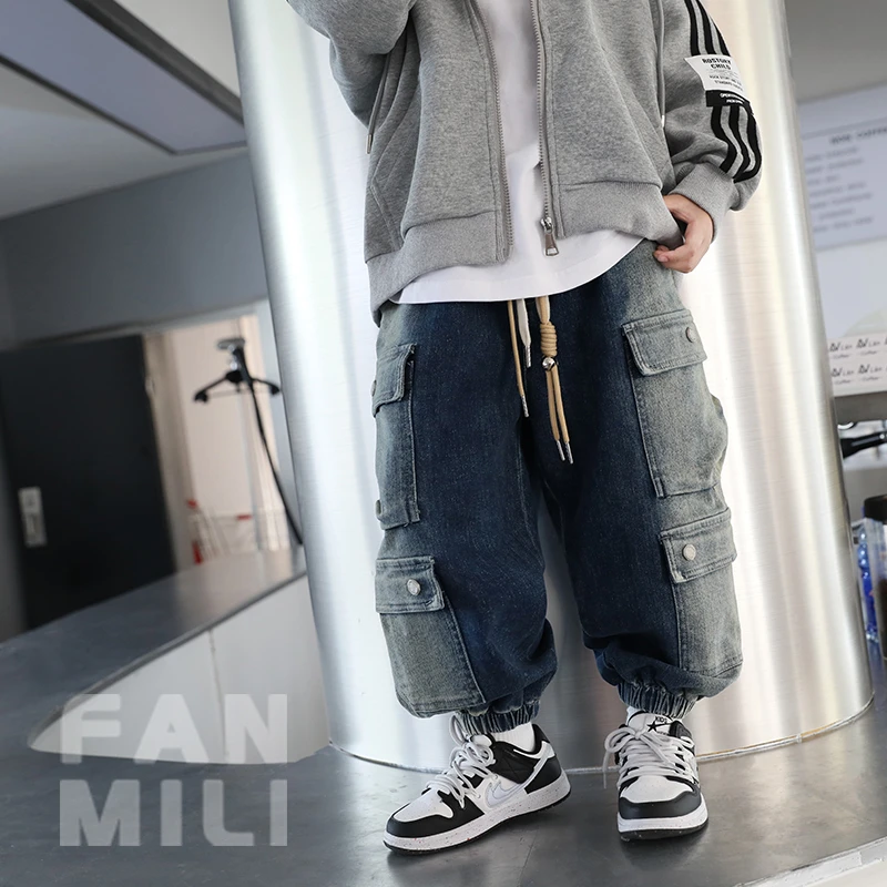 新款范米粒男童裤子休闲春秋宽松高街