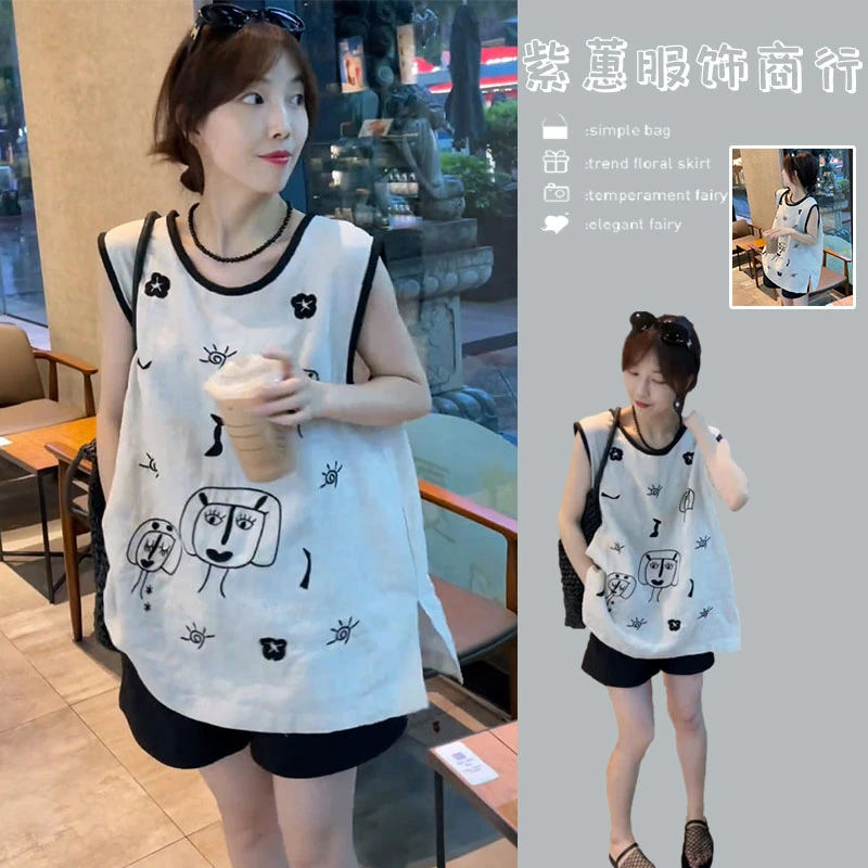 2025夏季新款法式慵懒风设计感圆领背心马甲百搭休闲短裤两件套女