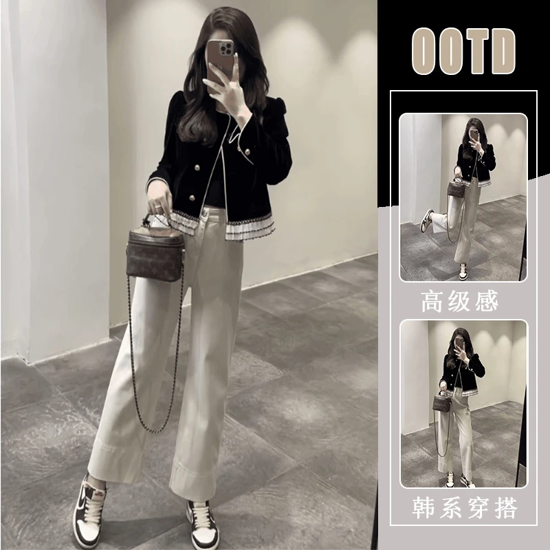 初春穿搭一整套小个子盐系炸街时尚冷淡系高级感韩系小香风套装裤