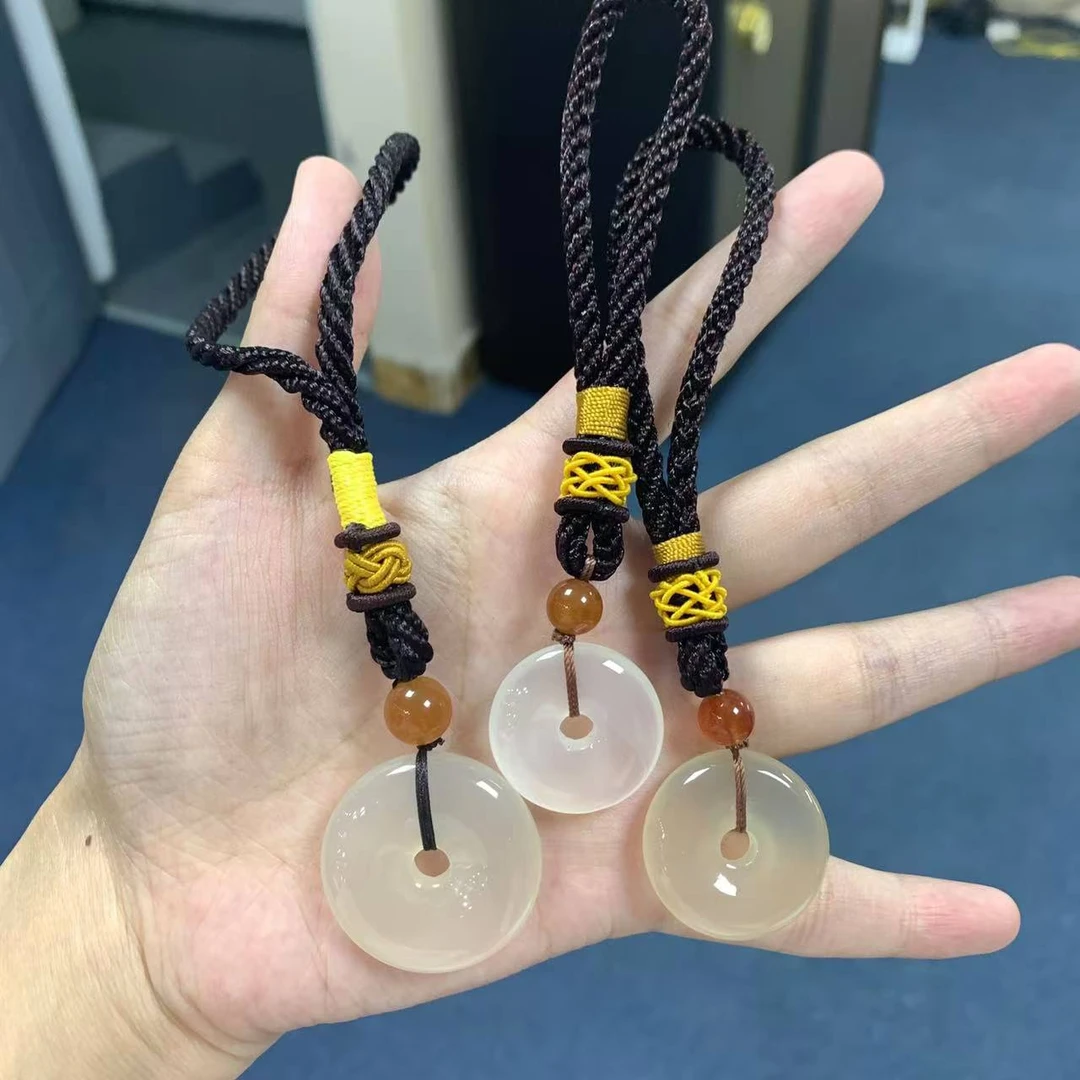 天然玉石玛瑙平安扣车挂（多样性发货）