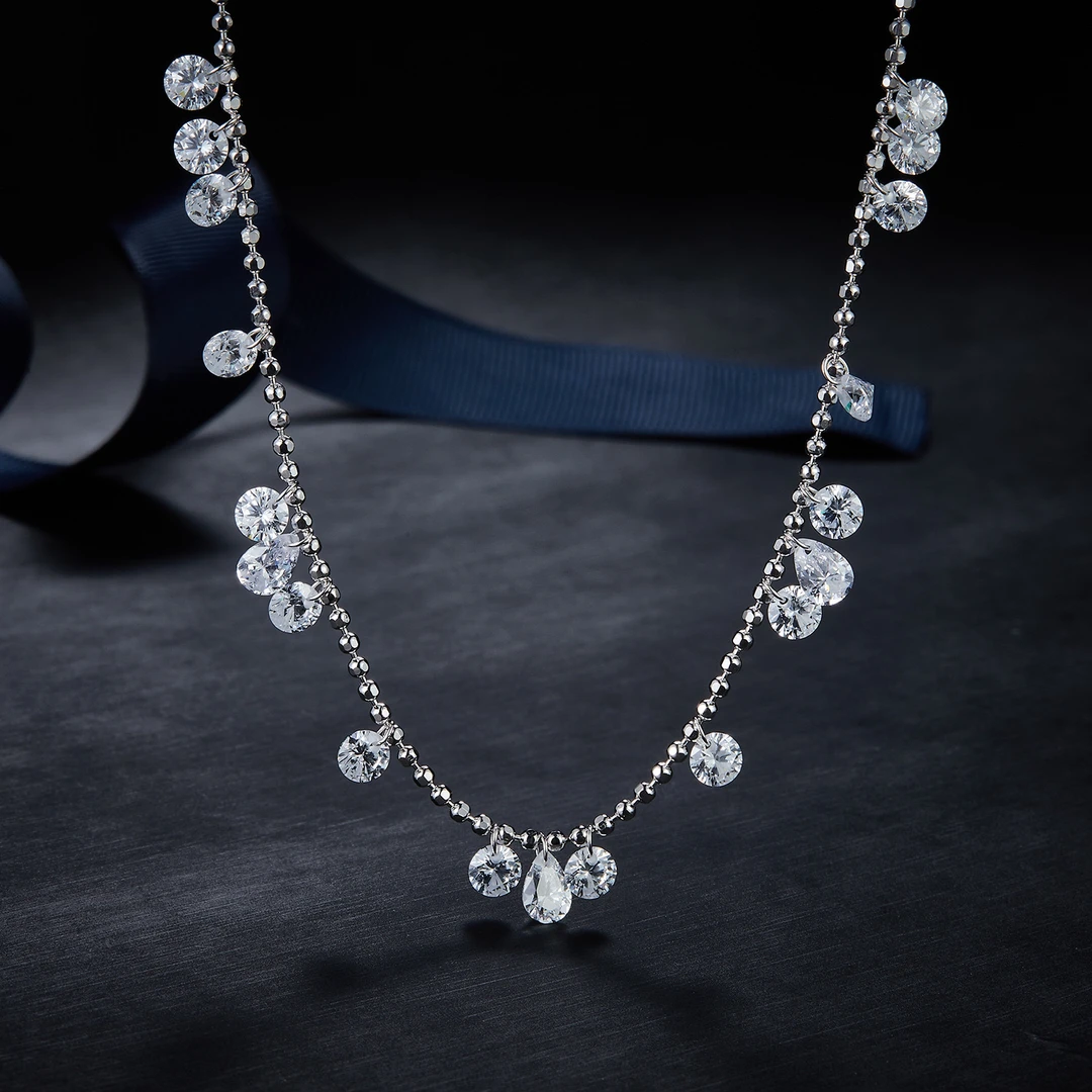 链子925银合成锆石 JoJo’s【泪碎星河】孙一宁同款重工7A锆石锁骨链