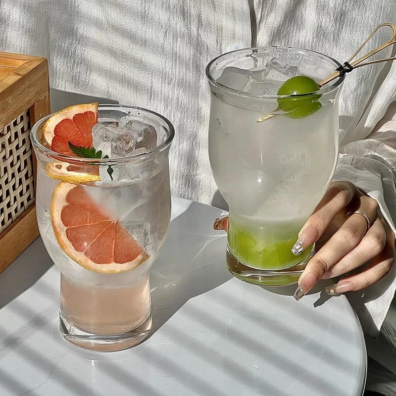 ins网红餐厅宽口果茶杯超大容量玻璃杯子奶茶饮品果汁杯冷饮杯子