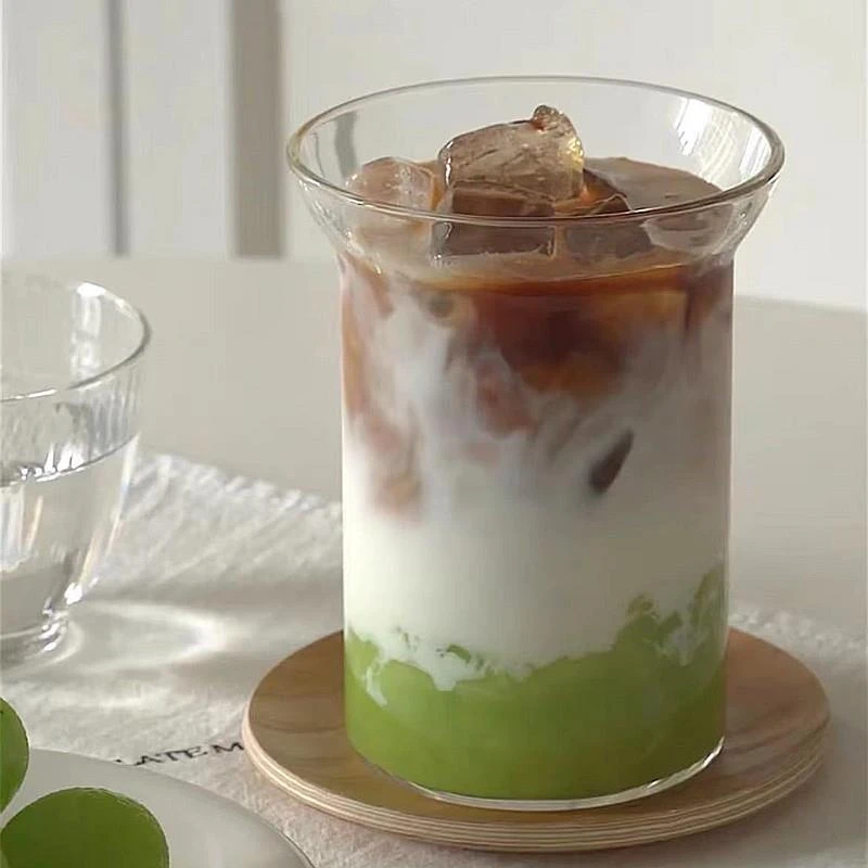 日式ins简约扩口咖啡杯冰美式气泡水轻薄果茶杯耐热高硼硅玻璃杯