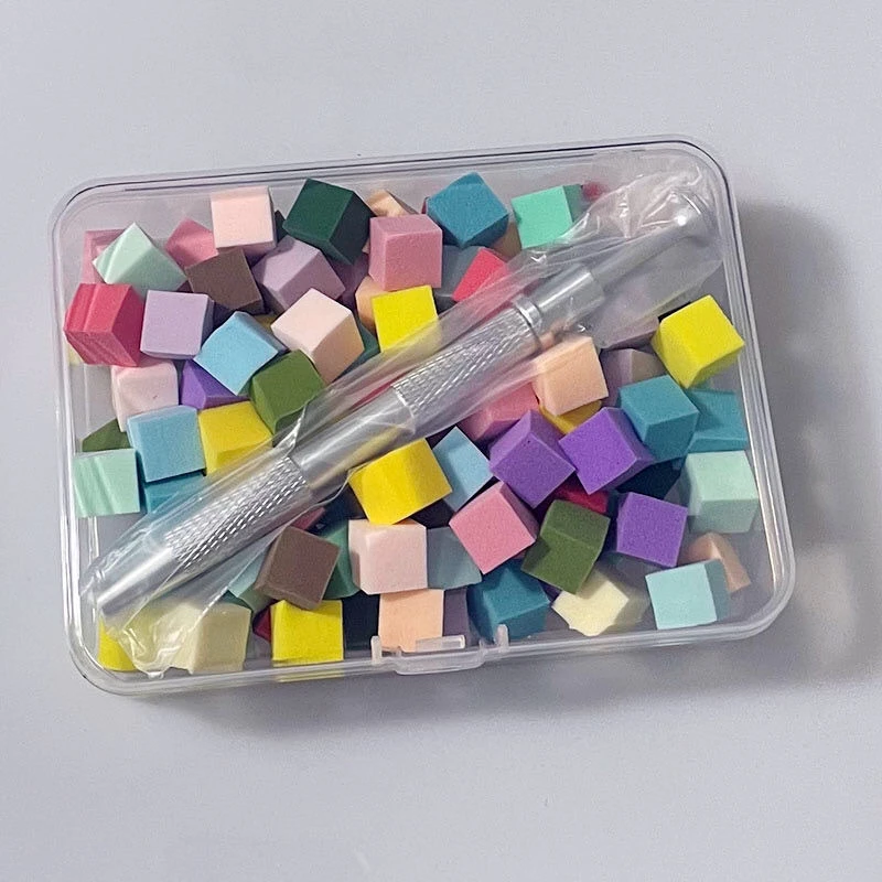 拍拍胶彩色海绵粒迷你小方块网红新款晕染渐变粉扑美甲店专用