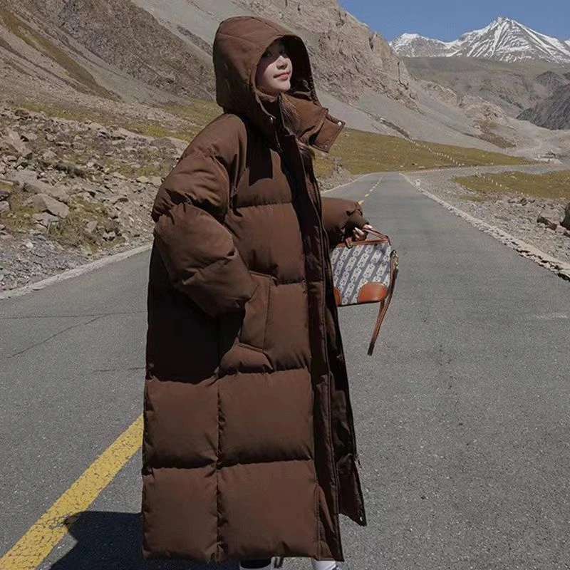 波司澄2023冬季新款羽绒棉衣女长款过膝韩版宽松爆款棉服百搭加厚