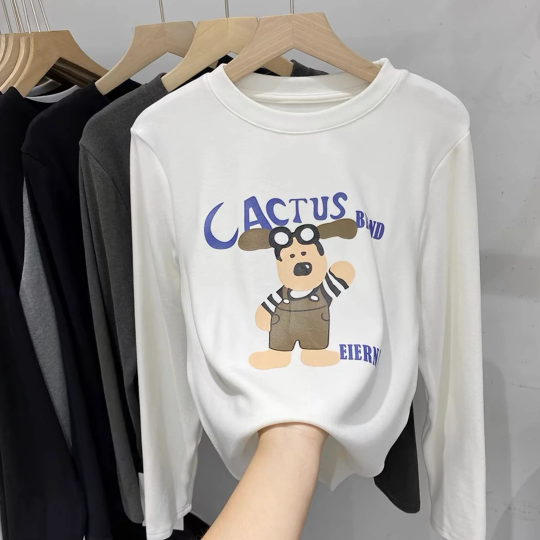 【李姑娘专属】时尚大码女装6169新款欧货磨毛T恤打底衫上衣