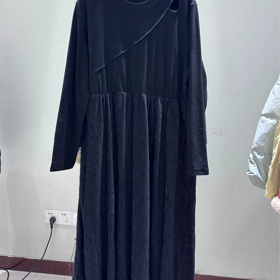 【李姑娘专属】时尚大码女装6181新款高级感长袖小黑裙收腰显瘦气质