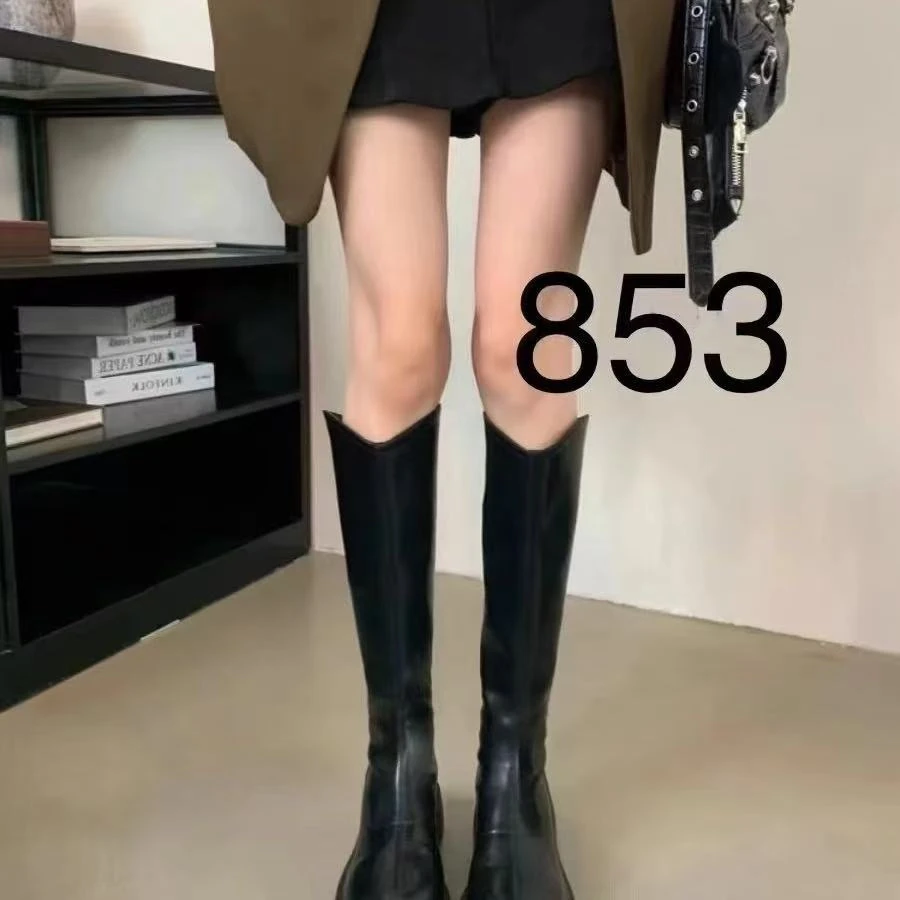 【李姑娘专属】853 v口厚底高筒靴小个子长筒靴女粗腿大筒围女靴