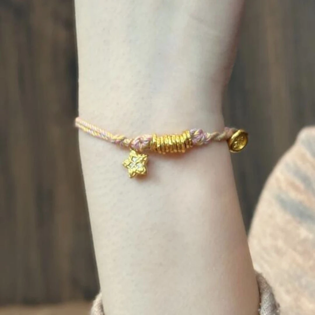 铜合金布艺手链 CG1109古法星星盘缠手链 五角星仙女色手绳百搭