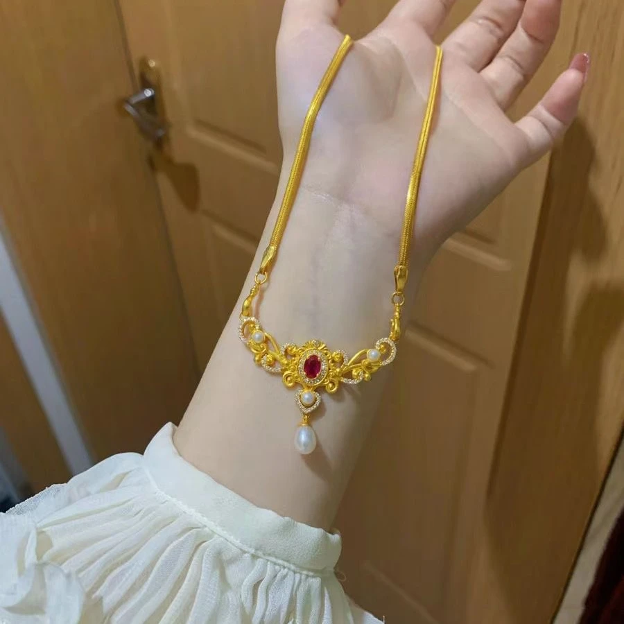 铜合金项链 X1765古法轻奢蛇骨链 宫廷风高贵优雅项链百搭