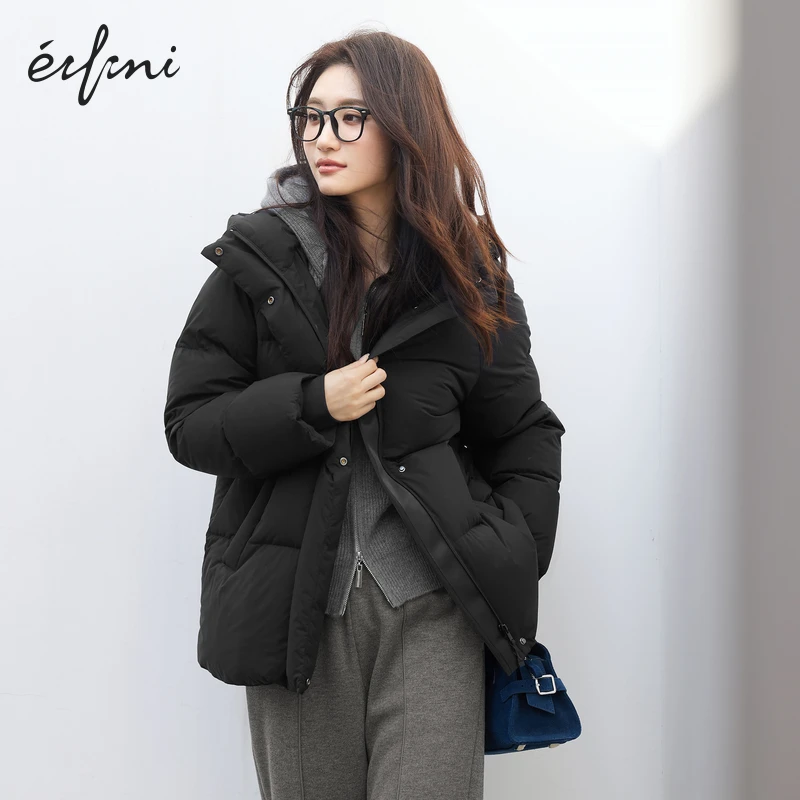 *【极寒系列】伊芙丽发热黑科技保暖连帽羽绒服女24冬季外套好羽绒