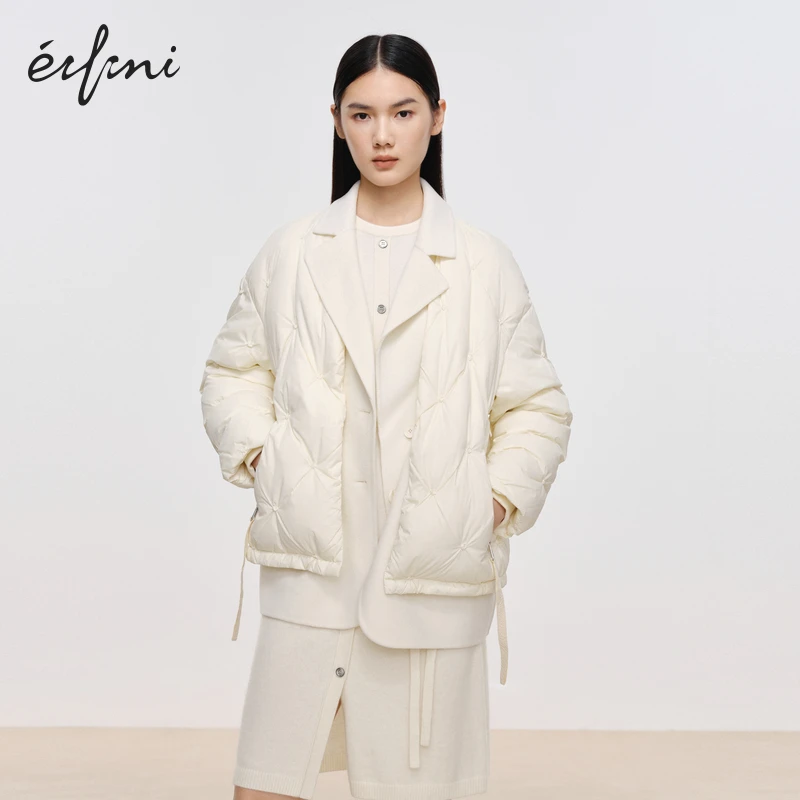 【商场同款】伊芙丽轻薄菱格羽绒服女2024冬季新款好羽绒1EA380531