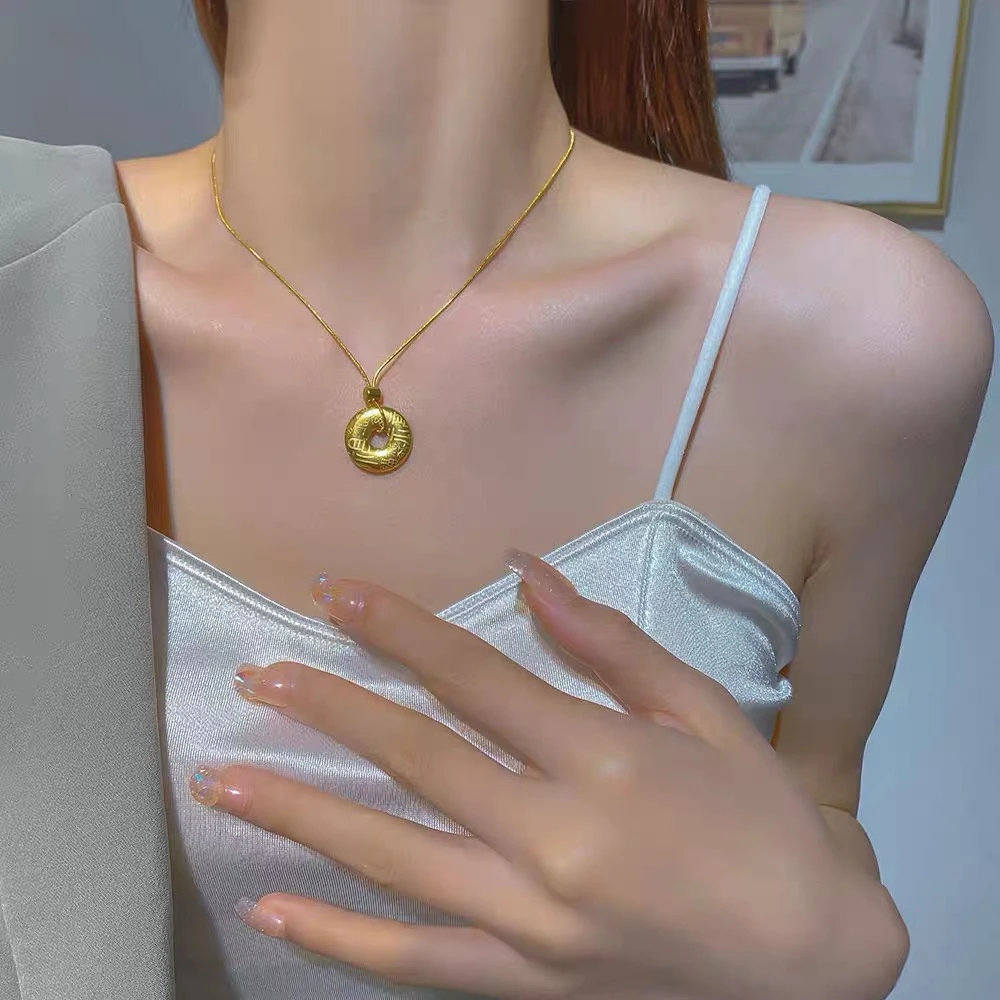 钛钢项链 平安扣国风项链