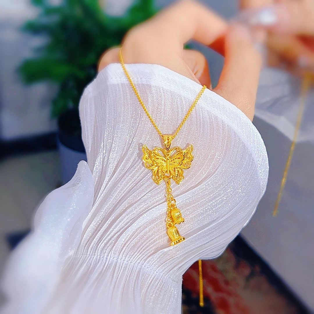 花丝流苏蝴蝶项链 M扣