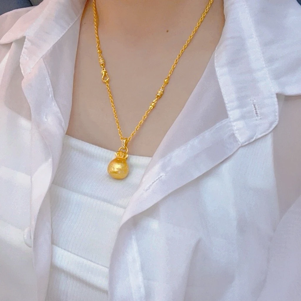 钛钢项链 实心拉丝福袋项链