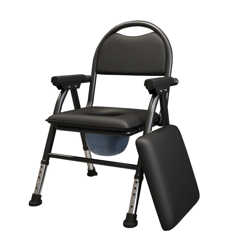 老年残疾病人加厚圆靠背孕妇坐便椅可移动折叠马桶坐便器家用老人