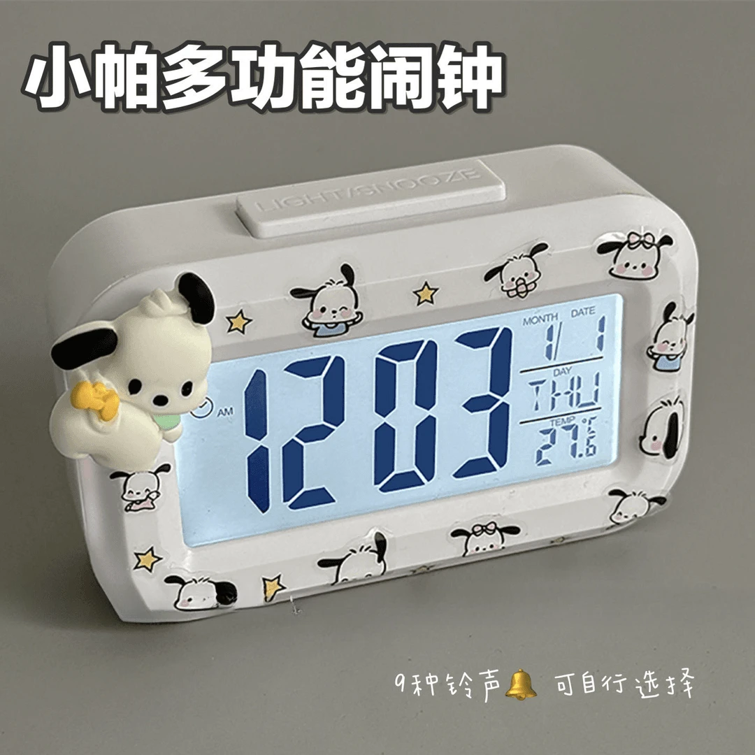 2025新款帕恰狗迷你夜光台钟闹钟多功能时钟便携学生小巧桌面钟表
