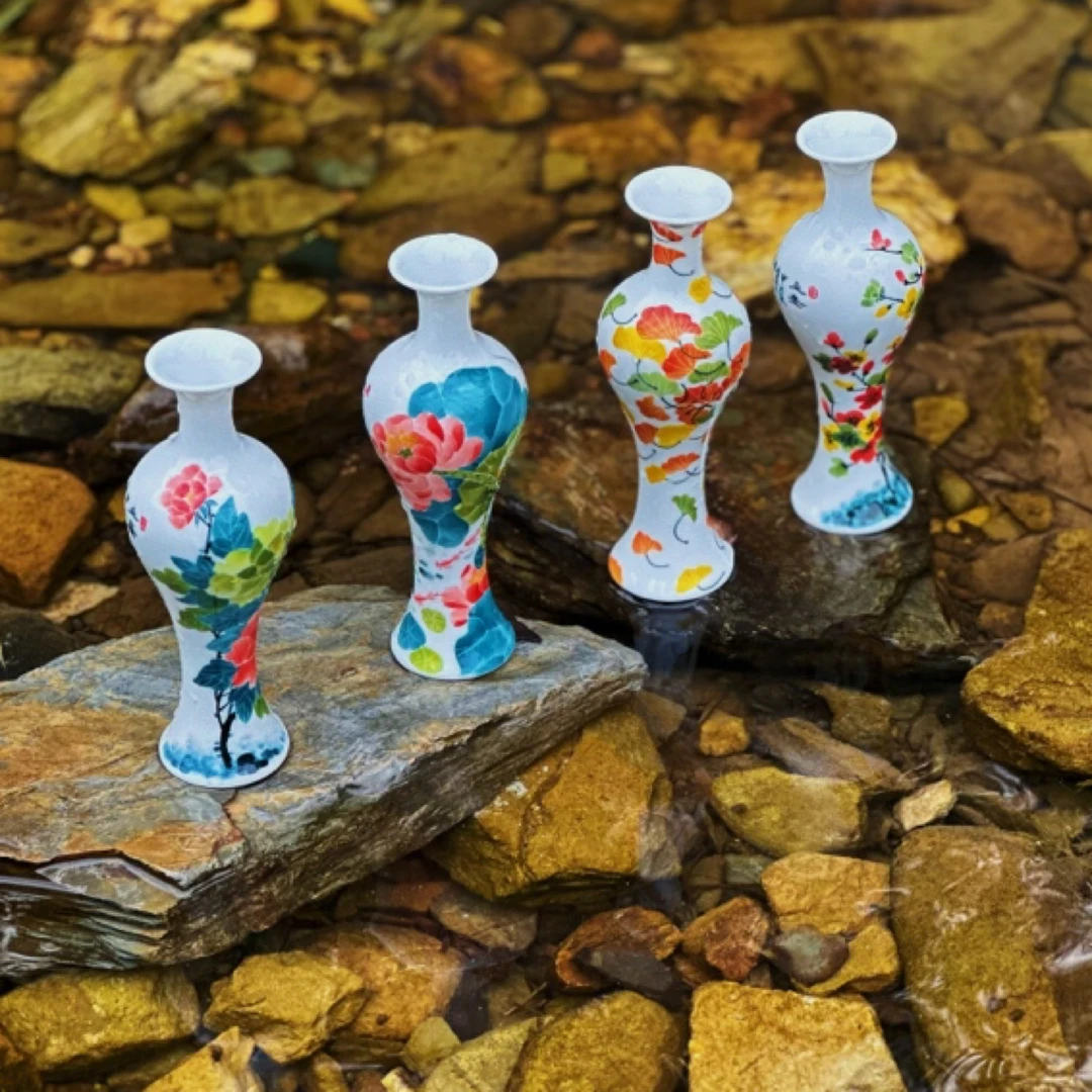 【墨白的瓷】春夏秋冬雅玩花瓶纯手工纯手绘景德镇花瓶