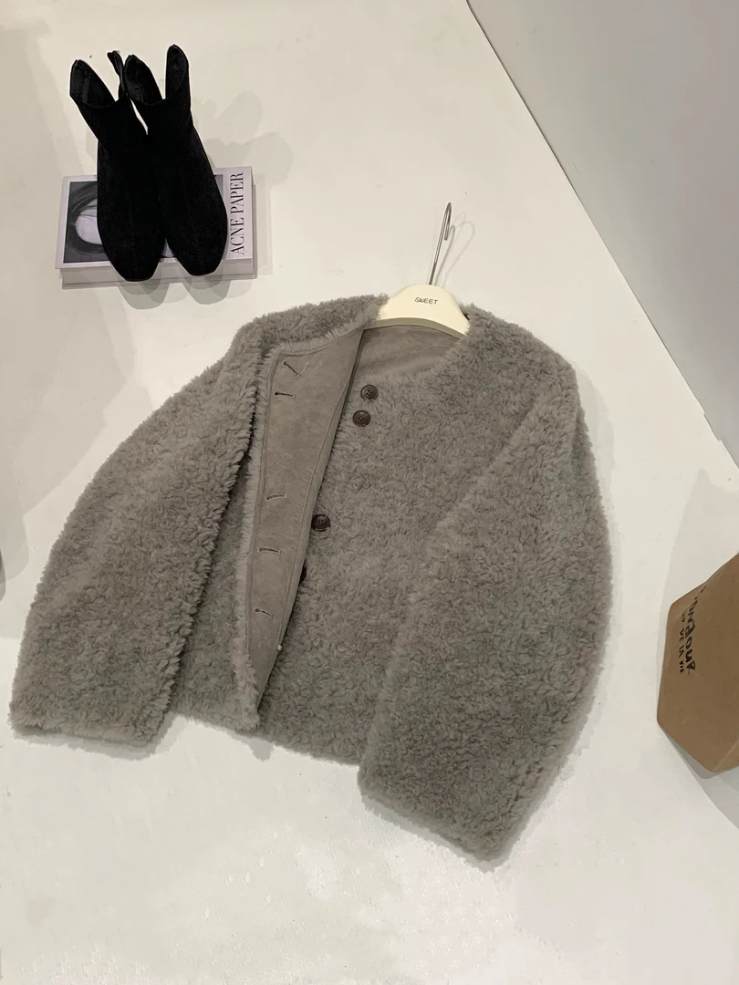 甜甜【雨滴灰】冬季灰色气质韩版圆领外套~周年庆回馈1258