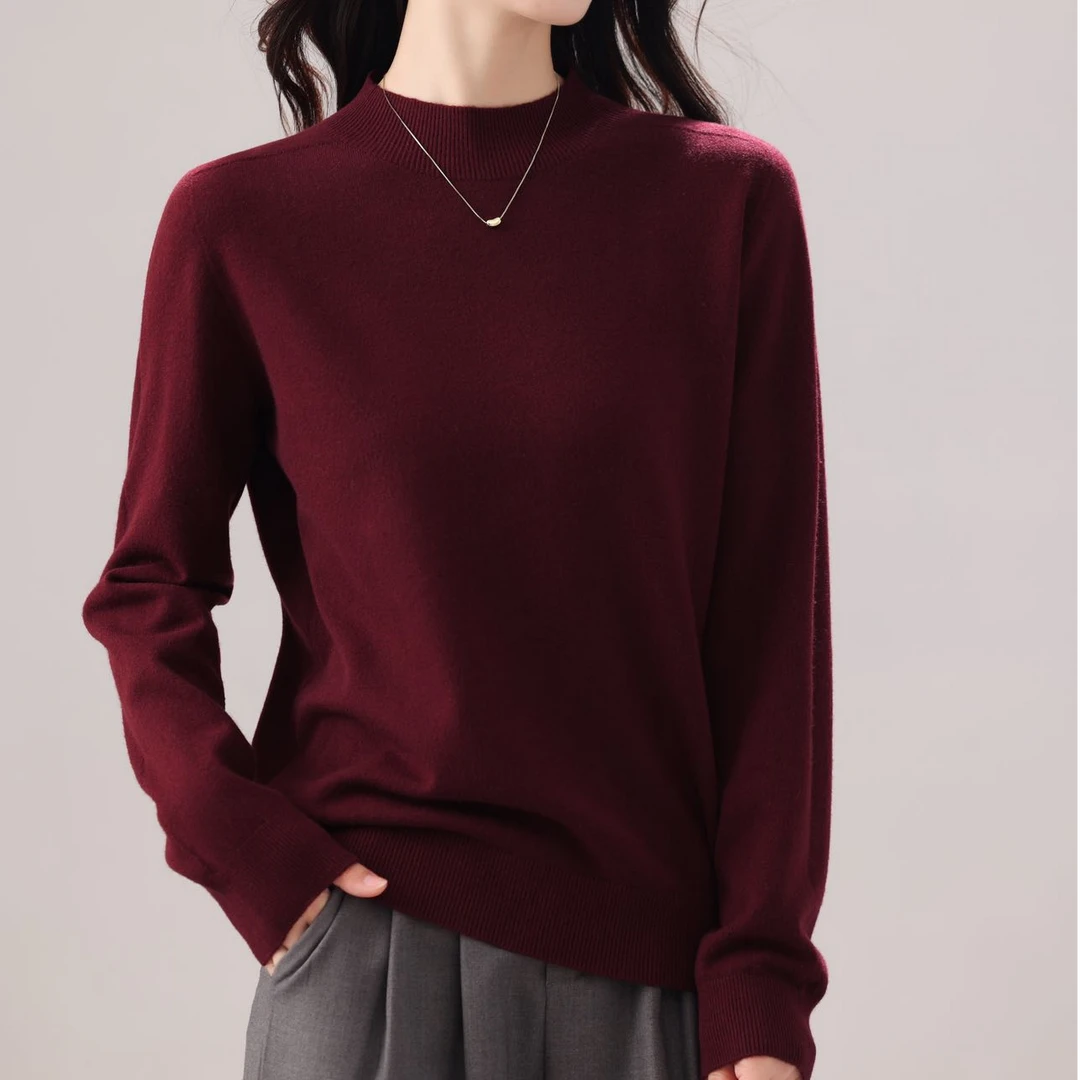 一线成衣无缝半高领羊毛锁温百搭时尚亲肤针织上衣#13103