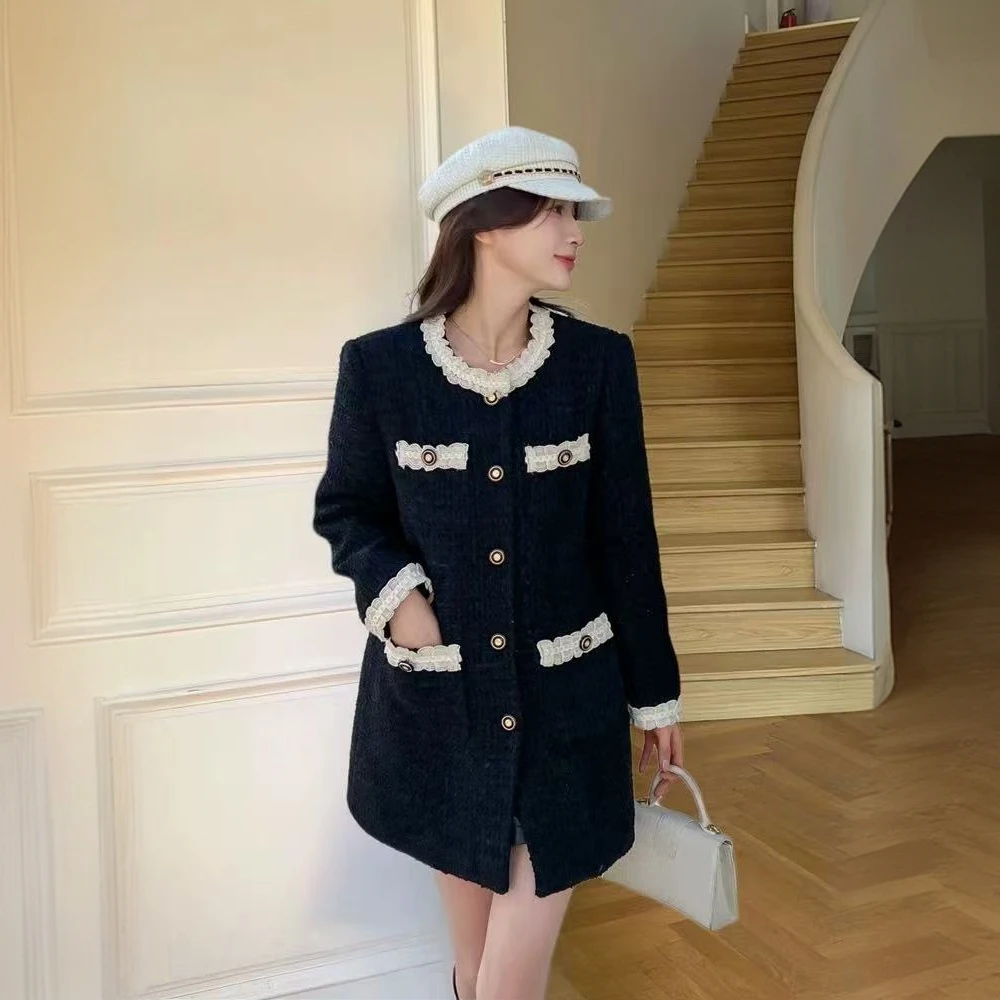 【F950】小香风保暖羊毛外套女中长款冬季新款气质外套