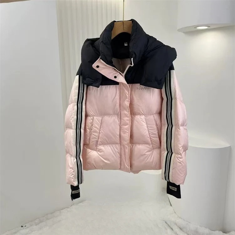 【F927】冬装新款时尚撞色保暖加厚款连帽保暖羽绒服外套
