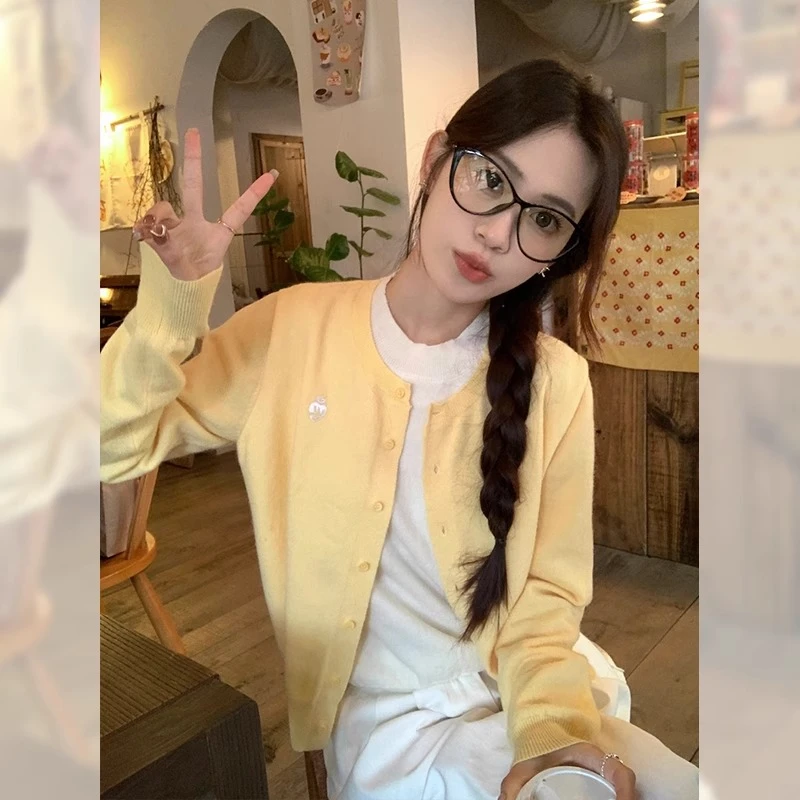 假两件撞色针织毛衣开衫外套女装早春季新款设计感内搭打底衫上衣