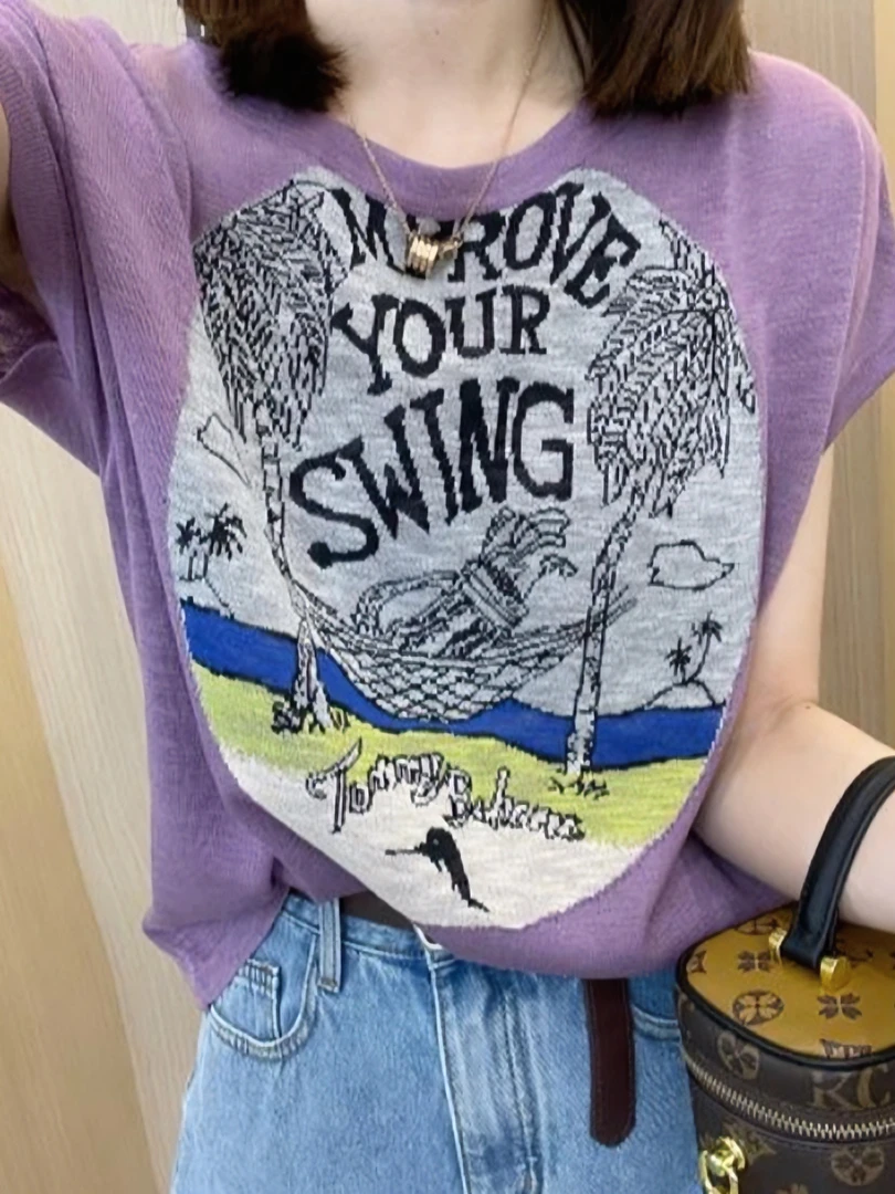 正肩t恤大码女装夏短袖法式胖妹妹欧货遮肚显瘦针织冰丝藏肉上衣