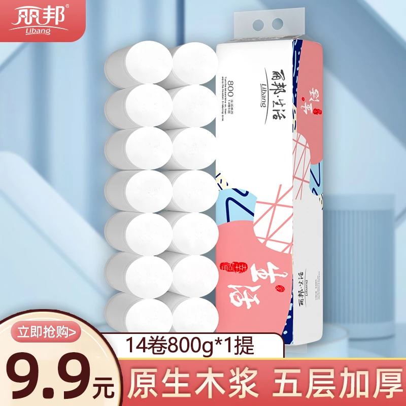 丽邦生活5层卷纸14小卷家庭装卫生纸800g s