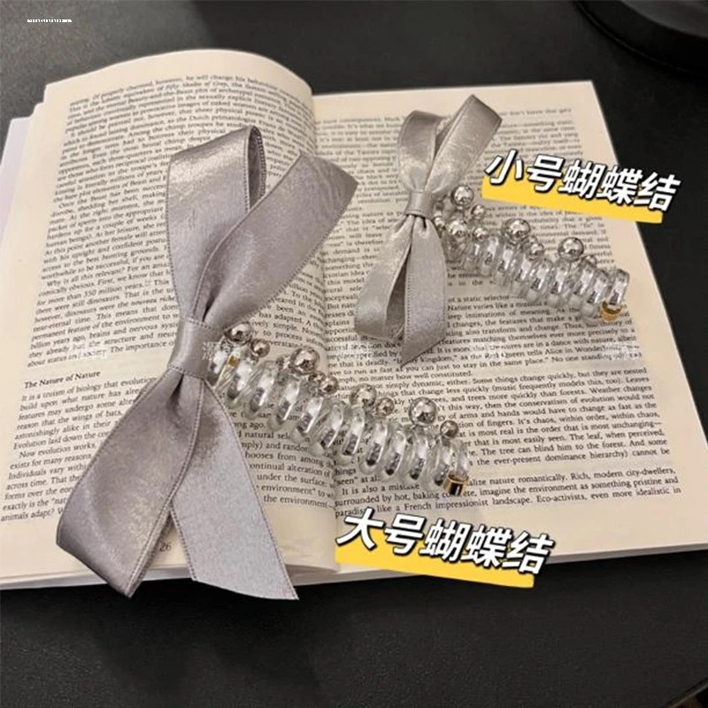 氛围女神~新款升级银灰色织带泡泡蝴蝶结珠珠线马尾发圈发绳
